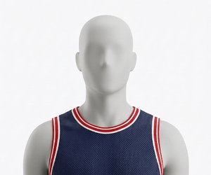 Débardeur en maille bleu marine pour homme, col rond, sans manches, respirant, vêtements de basketball, coupe classique, toutes saisons, 100% polyester - Product Image 4