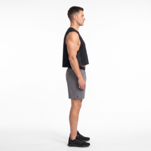 Camiseta Deportiva Corta Personalizada para Hombre, 230GSM, Poliamida Reciclada, Corte Cuadrado, Camiseta sin Mangas para Gimnasio, Abertura Amplia en las Axilas, OEM, Ropa Deportiva Sialkot - Product Image 3