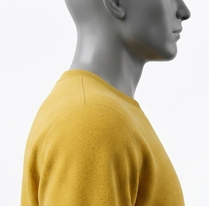 เสื้อสเวตเชิ้ตคอกลมสีเหลืองมัสตาร์ดสำหรับผู้ชาย ทรงปกติ ผ้าถัก สีพื้น สไตล์ลำลอง - Product Image 6