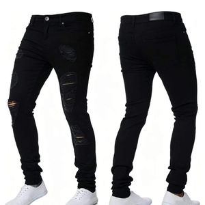 Pantalones Vaqueros de Hombre de Cintura Alta y Pierna Recta, Transpirables, de Algodón con Spandex, Corte Regular, Casuales, Otoñales, Ecológicos, con Logotipo Frontal Claro/Oscuro - Product Image 1