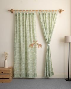 Ensemble de rideaux en coton imprimé floral fait main, design moderne et luxueux, magnifiques rideaux ondulés pour portes - Product Image 2