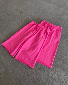 Shorts de survêtement surdimensionnés personnalisés en coton épais de qualité supérieure, style streetwear décontracté, avec cordon de serrage, taille élastique et ourlet brut - Product Image 2