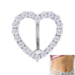 Piercing Navel Wholesale Sexy Surgical Stainless Steel Clear Gems Body Piercing Jewelry Navel Belly Button Rings