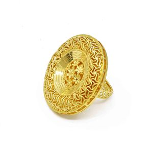 แหวนทองเหลืองชุบทอง 14K18K24K แบบดูไบสำหรับเจ้าสาว แหวนนิ้วแบบดั้งเดิม แหวนแฟชั่นชุบทอง - Product Image 1