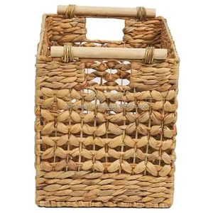 Paniers de rangement décoratifs en paille tissée de Style classique faits à la main boîtes de rangement multifonctionnelles en jacinthe d'eau rectangle bacs - Product Image 1