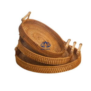 ถาดเสิร์ฟลายดอกบัวสีน้ำเงิน ขายดี เป็นมิตรกับสิ่งแวดล้อม ทำจากหวายสาน ปลอดภัยสำหรับอาหาร ตะกร้าหวาย งานแฮนด์เมด คุณภาพระดับพาณิชย์ - Product Image 1