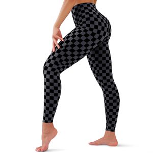 Leggings à taille haute pour femmes, imprimés à carreaux, longueur intégrale, extensibles, en tricot, pantalons de yoga pour femmes, toutes saisons, en spandex et polyester imprimé - Product Image 1