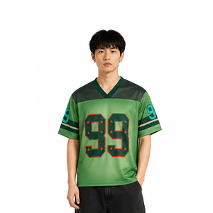 Camiseta de Fútbol Americano Verde para Hombre, Cuello en V, Manga Corta, Impresión Sublimada, Transpirable, Poliéster, Número de Equipo 99 - Product Image 2