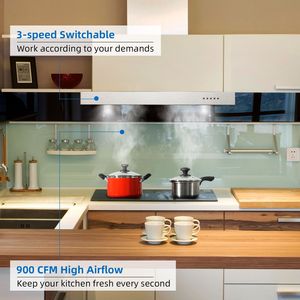 Cappa aspirante da parete da 30 pollici, 900 CFM, a T, in acciaio inossidabile, con filtro antigrasso permanente, tipo split - Product Image 6