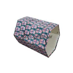 Poubelle hexagonale pliable à ouverture supérieure en carton de papier de coton écologique indien fait main, motifs imprimés DIY, élégante pour la rue - Product Image 4