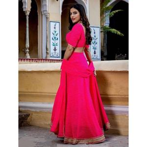 Marvelous Pink Laheriya Print Georgette Diseñador Lehenga Choli para decoraciones de fiesta - Product Image 4