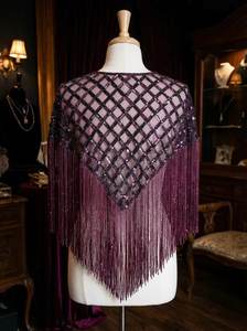 Custom Handmade Luxury Beaded Poncho <b>Jacket</b> Heavy Embroidery <b>Sequin</b> Shawl for Formal Events Bulk Supplier - Product Image 2