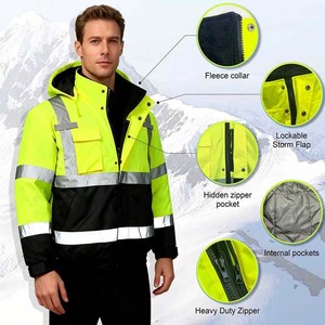 Vêtements de travail haute visibilité personnalisés de classe 3 ANSI, veste bomber réfléchissante de sécurité imperméable pour l'hiver - Product Image 5