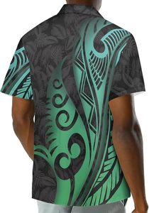 Chemises hawaïennes pour hommes à imprimés de style polynésien, manches courtes, tribal, samoan, chemise personnalisée, chemises décontractées pour hommes - Product Image 3
