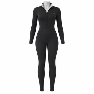 Wholesale Custom Men's Eco-Friendly <b>PVC</b> Long Sleeve Half Zip <b>Jumpsuit</b> Four Way Stretch Sauna Suits Gym Fitness Bodysuit OEM - Product Image 2