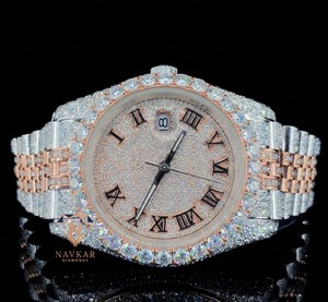 Montre de luxe de qualité supérieure en argent 925 avec diamants Moissanite VVS entièrement sertis, idéale pour les soirées et le quotidien, disponible en gros - Product Image 1