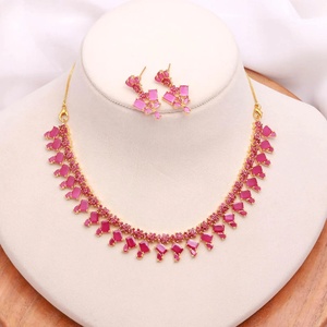 Conjunto de Joyería de Perlas y Rubíes de Moda, Collar con Piedra Ovalada para Niñas y Mujeres, Joyería Nupcial para Bodas - Product Image 1