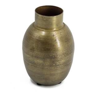 Vase en métal de luxe finition bronze vintage, texture martelée rustique, pot de fleurs, ornements décoratifs pour hôtels, vase d'art en métal - Product Image 1