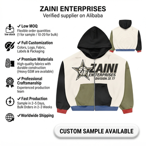 Men's 350gsm Woven Polyester/Cotton Full Zip Hoodie Custom DTF Embroidery for Logo-Breathable Anti-Shrink Winter Regular Fit - Product Image 1