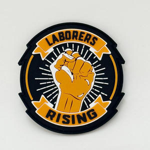 Parche de Goma 3D en Relieve Laborers Rising, Redondo, Adhesivo, Negro y Naranja - Product Image 3
