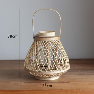 Linterna de Ratán Básica con Asas, Portavelas de Té Hecho a Mano, Natural, para Decoración del Hogar y Suministros de Hostelería - Product Image 3
