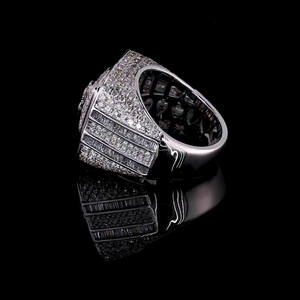 Anillo de Compromiso con Diamantes Moissanite de Corte Baguette y Redondo, Plata de Ley 925, Anillo de Diseño, Regalos de Boda para Él, Joyería Hip Hop - Product Image 3