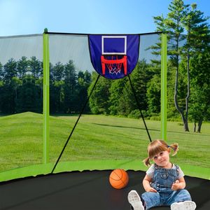 Trampolino Verde da 4,5 m con Canestro da Basket, Gonfiatore e Scala, 6 Nuove Protezioni per Pali di Sicurezza, Giocattoli per Saltare - Product Image 5