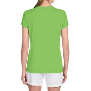 T-shirt femme respirant, 100% coton, uni, col rond, noir, manches courtes, t-shirt décontracté pour femme - Product Image 3