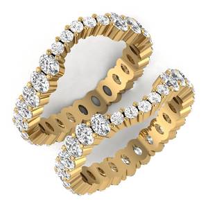 Bague de mariage éternelle en diamant de laboratoire de 4,70 carats, forme ovale et ronde, clarté VVS, couleur DEF, or jaune 14 carats - Product Image 2
