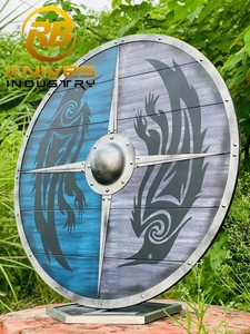 Escudo Redondo Vikingo de Madera Hecho a Mano con Base Metálica para Cosplay de Guerrero Nórdico Medieval, LARP y Batalla - Product Image 5