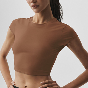 T-shirt court léger pour femme, décontracté, à manches courtes, respirant, col rond, tendance - Product Image 5