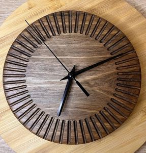 Warm Rustic Scandinavian <b>Decor</b>, Natural Walnut Wood <b>Wall</b> <b>Clock</b>, Artisan Handmade <b>Clock</b> - Product Image 5