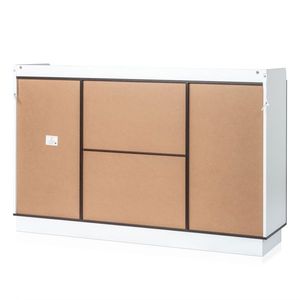 Credenza Portabottiglie FCH per 12 Bottiglie con Doppia Porta in Vetro, Cassetto Singolo, Telaio Nero e Pannelli Interni Bianco-Marrone, Marca Particl - Product Image 4