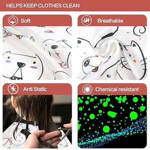 Capa de Peluquería Tactus Industries con Estampado de Dibujos Animados, Cintura Ajustable, Material de Nailon/Poliéster Resistente al Agua para Niños y Barberos - Product Image 6