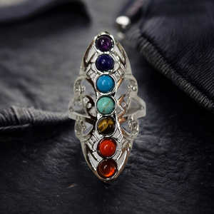 เปิดตัวใหม่ยอดนิยมคุณภาพระดับพรีเมียม 7 จักระแหวนปรับคุณภาพสูงวัสดุโลหะผสมอัญมณีธรรมชาติแหวนลูกปัด - Product Image 6