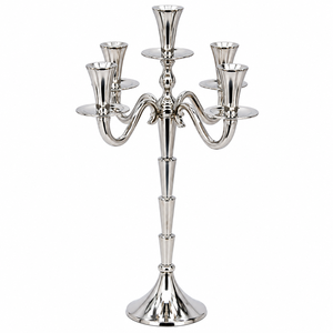 Candélabre à 3 bras en métal doré, chandelier vintage, centre de table pour mariage, événements, décoration d'hôtel - Product Image 6
