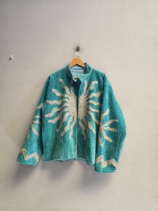 Handmade Teal Velvet Suzani <b>Jacket</b> for Women Bold <b>Silver</b> Sun Embroidery Boho Chic Ethnic Winter Coat Wholesale Fashion Export - Product Image 3