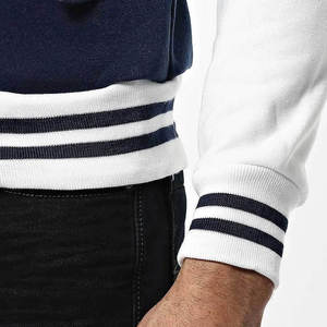 Men's Baseball Varsity <b>Jacket</b> Patchwork Hooded Stand Collar Eco-Friendly Windproof <b>Fleece</b> <b>Lining</b> - Product Image 1
