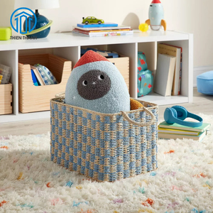 Cesta de Papel Tejida a Mano con Asas, Organizador de Almacenamiento, Cesta Decorativa para Niños, Guardería y Hogar, Venta al por Mayor de Fábrica - Product Image 3