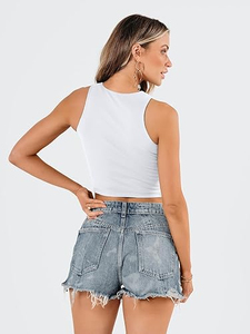 Crop tops pour femmes de haute qualité, respirants, personnalisés, vente en gros, coupe ample, débardeurs féminins - Product Image 2