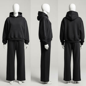 Unisex <b>Purple</b> Hooded Tracksuit Set Full Length Solid Color Casual Autumn Wear 100 Cotton Breathable Regular Fit - Product Image 4