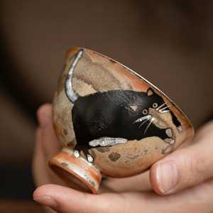 2026 Handmade Minimalist Home Decor <b>Ceramic</b> Animal Print Japanese Rituals Serving <b>Cup</b> With Trendy Pattern By UO INDIA - Product Image 1