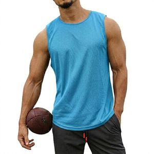 Camiseta sin mangas azul claro para hombre, camiseta deportiva sin mangas, camiseta de verano para gimnasio, fitness, entrenamiento muscular, chaleco transpirable, camiseta interior - Product Image 1