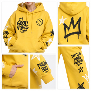 Conjunto Deportivo Oversize para Mujer con Capucha, Sudadera con Capucha de Algodón Estampado y Forro Polar, Pantalones Deportivos Holgados, Ropa Urbana para Mujer, Traje Deportivo de Corte Holgado - Product Image 6