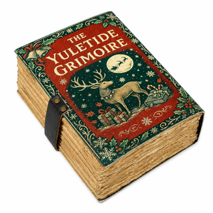 Nouveau livre décoratif Grimoire de Noël New Era avec motif rennes et cadeaux, couverture en cuir, article de Noël en provenance de Delhi - Product Image 1