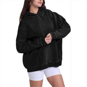 Pulls à capuche surdimensionnés pour femmes, nouveaux arrivages, tricotés, manches longues, en polaire, poches avant personnalisables pour femmes - Product Image 2