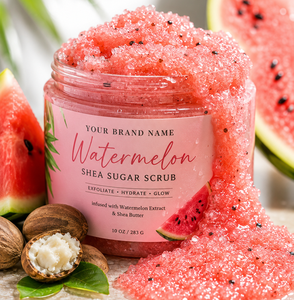 Watermelon Shea Sugar <b>Body</b> <b>Scrub</b> with Natural Exfoliating Sugar Crystals & Moisturizing Shea Butter OEM Private Label Wholesale - Product Image 1