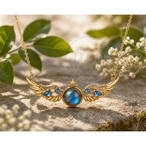 Collier en labradorite naturelle avec pendentif en laiton plaqué or fait main pour femmes - Product Image 2