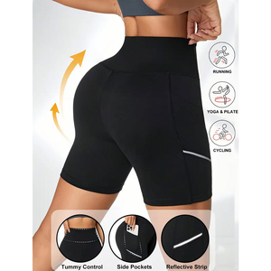 Shorts de compression haute performance pour femmes, shorts de sport pour la course à pied, le yoga et la remise en forme avec poches, vêtements de sport en nylon, shorts de cycliste athlétiques - Product Image 4
