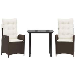 Conjunto de Comedor de Jardín de Ratán Marrón para 2 Personas, Muebles de Exterior Resistentes a la Intemperie, Diseño Contemporáneo - Product Image 4